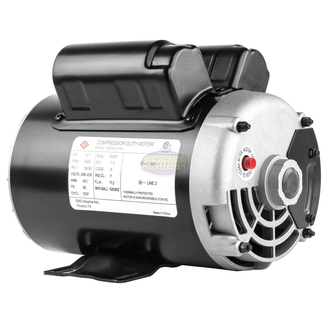 3.7HP Compressor Duty Motor Replaces Husky BT198FA.00M E105430